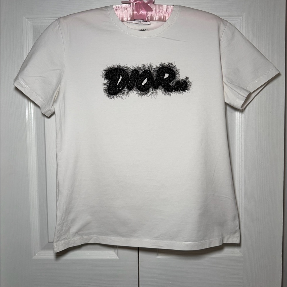 Dior White Tee with Black Logo